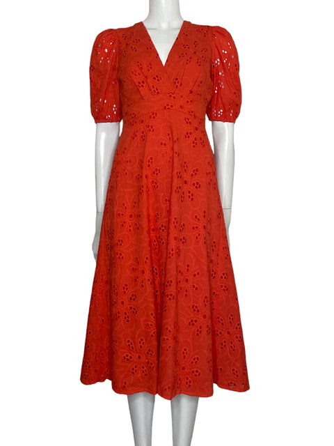 Vestido Maggy London Eyelet Midi Naranja - Talla 2