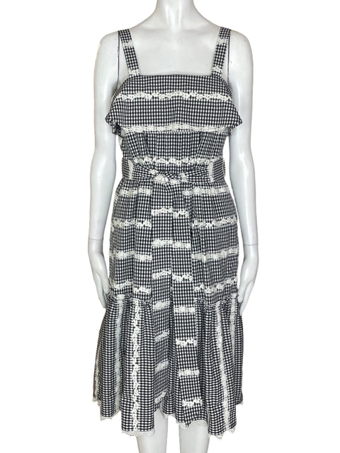 Vestido Adelyn Rae Ruchas Cuadros Blanco - Talla XS