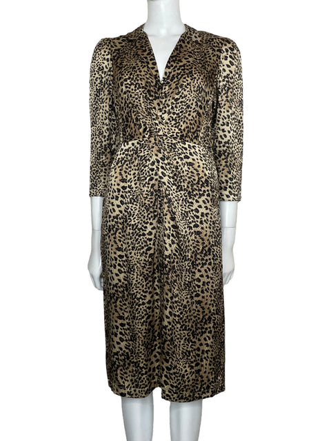 Vestido Rebecca Taylor Camisero Animal print Beige - Talla 4