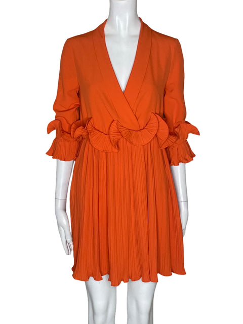 Vestido Prettylittlething Midi Plisado Naranja - Talla 8