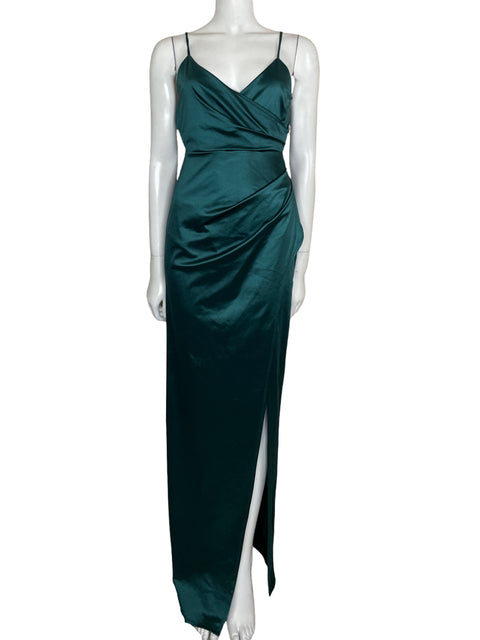 Vestido Bela Nova Satinado Maxi Verde - Talla L