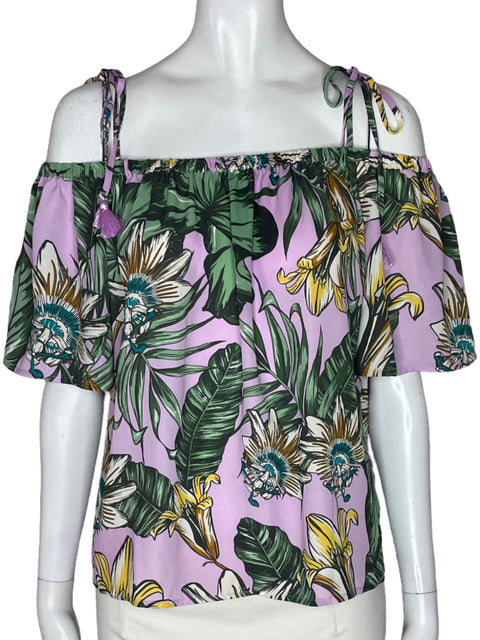 Blusa J Crew Estampado Out shoulders Morado - Talla 8