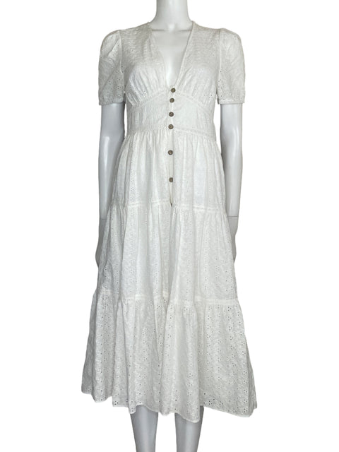 Vestido Zara Mini Eyelet Blanco - Talla S
