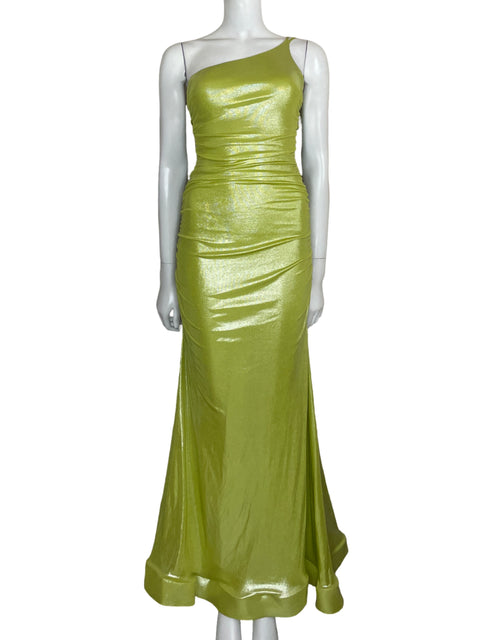 Vestido B.darlin Drapeado Metalizado Verde - Talla 6
