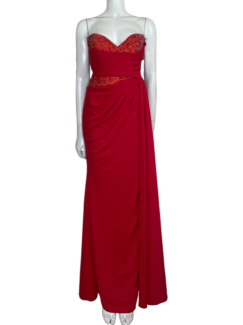 Vestido Jovani Fitted embellished Rojo - Talla 4