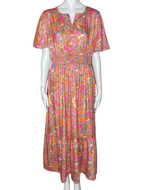 Vestido Tesoro Tps Maxi Estampado Rosado - Talla L