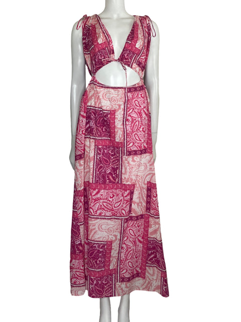 Vestido Zara Cut-out Patchwork Rosado - Talla L