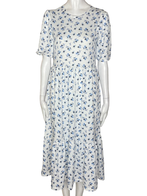 Vestido Stradivarius Estampado flores Manga corta Azul - Talla M