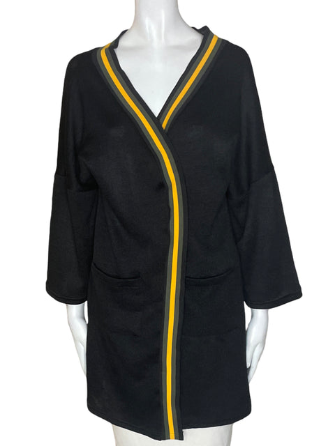 Cardigan Retro Republic Oversize Liso Negro - Talla XL