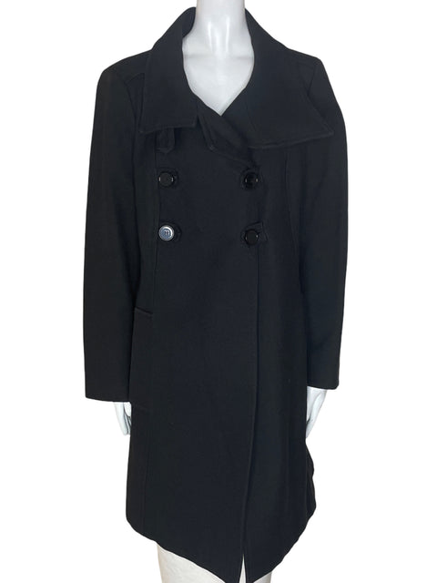 Chaqueta Zara Botones Cruzado Fajon Negro - Talla L