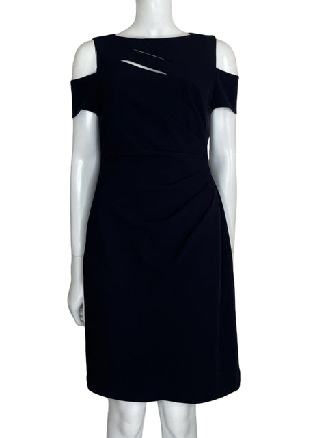 Vestido Tahari Pinzas Midi Azul - Talla 6