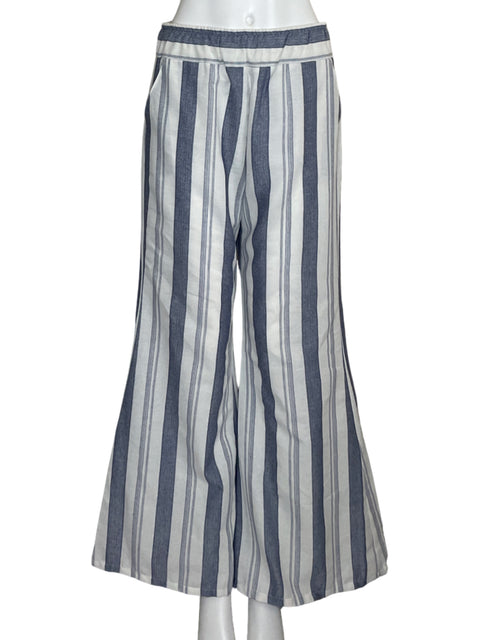 Pantalón Minimal Rayas Wide-leg Azul - Talla S