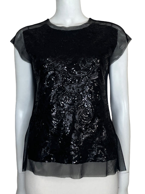 Blusa Bcbg Lentejuelas Sin mangas Negro - Talla S