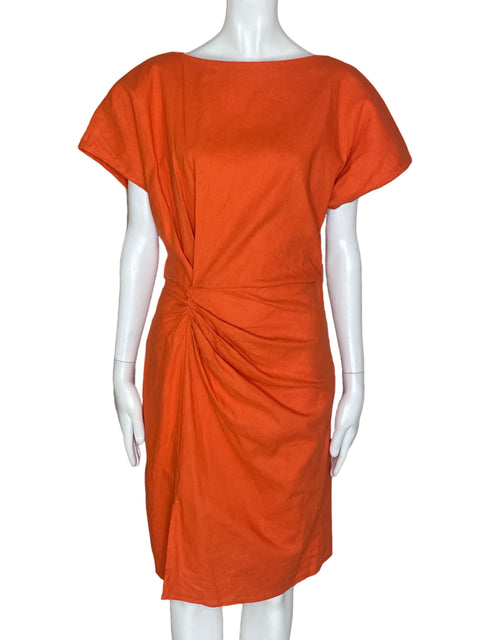 Vestido Massimo Dutti Mini Drapeado Naranja - Talla XS