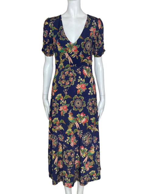 Vestido Desigual Midi Floral Azul - Talla S