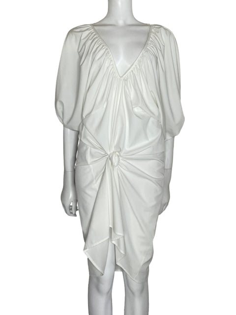 Vestido Vonda Midi Mangas puff Blanco - Talla M