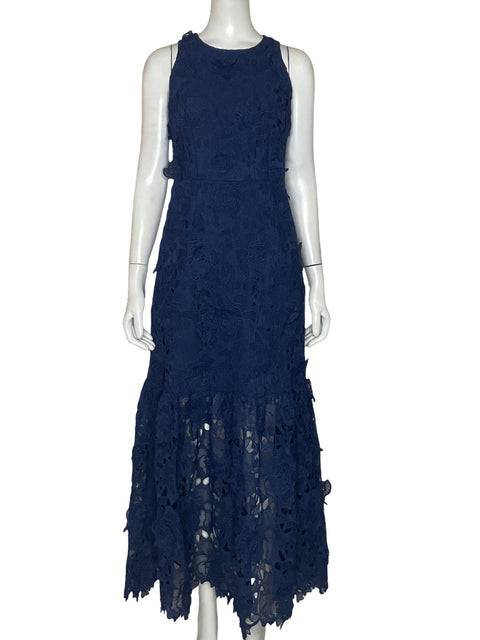 Vestido Via Vai Encaje Midi Azul - Talla S