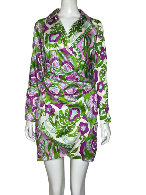 Vestido Mango Mini Estampado Verde - Talla S