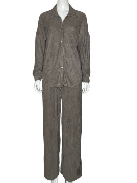 Conjunto Love Poem Texturizado Fluido Marrón - Talla S