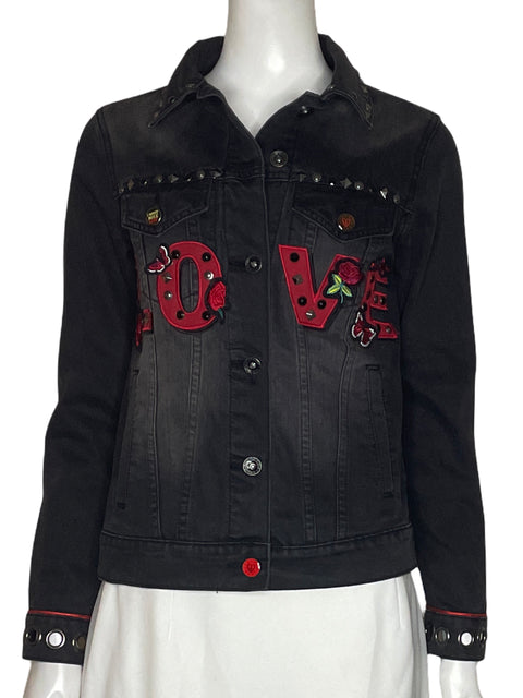 Chaqueta Desigual Texturizado Estampado Negro - Talla XS