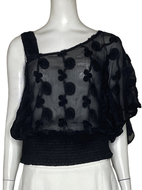 Blusa Tesoro Tps One shoulder Texturizado Negro - Talla S