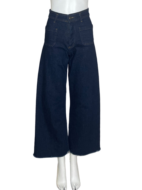 Pantalón Zara Bolsillo Wide-leg Azul - Talla 36