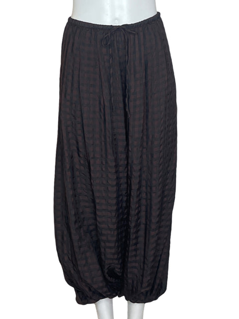 Pantalón Zara Cuadros Globo Marrón - Talla XS
