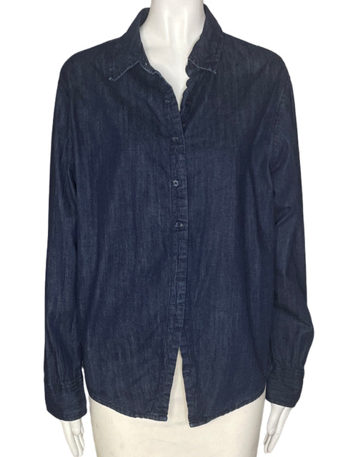 Blusa Zara Liso Botones Azul - Talla M