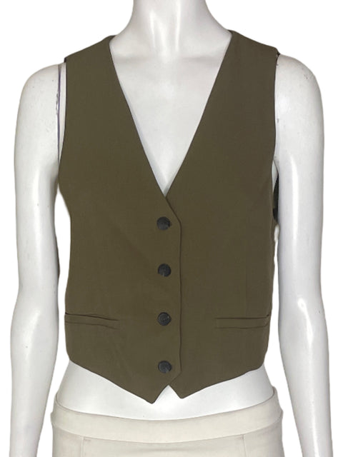 Chaqueta Zara Sin mangas Botones Verde - Talla S