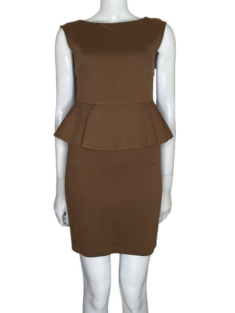 Vestido Alice + Olivia Peplum Marrón - Talla S