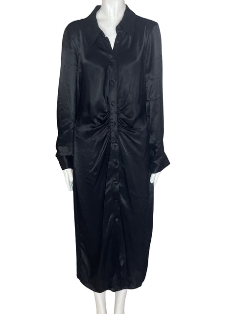 Vestido Zara Botones Manga larga Negro - Talla XL