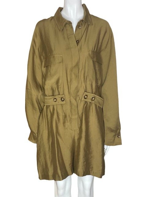 Romper Zara Liso Manga larga Marrón - Talla XL