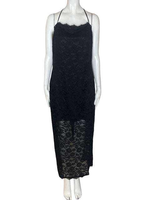 Vestido Ever New Tiras Tejido Negro - Talla 16