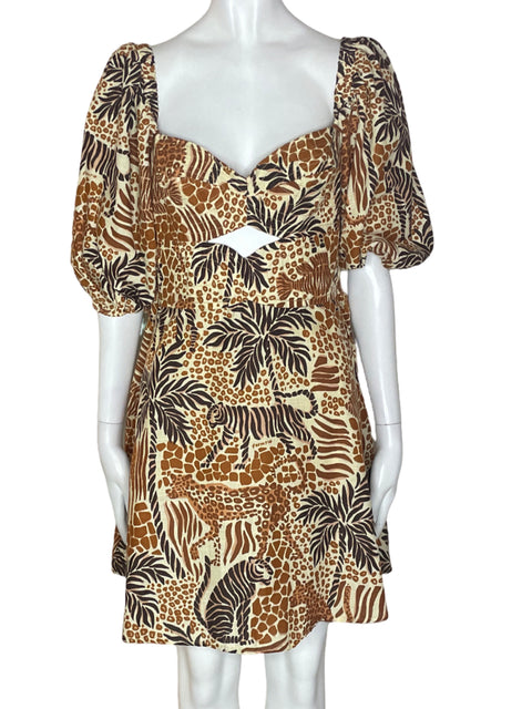 Vestido Farm Midi Palmeras Marron - Talla XL