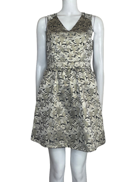 Vestido Under Skies Jacquard Mini Dorado - Talla S