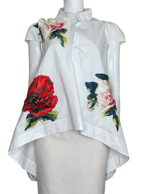 Camisa N By Nancy Asimétrica Floral Blanco - Talla M