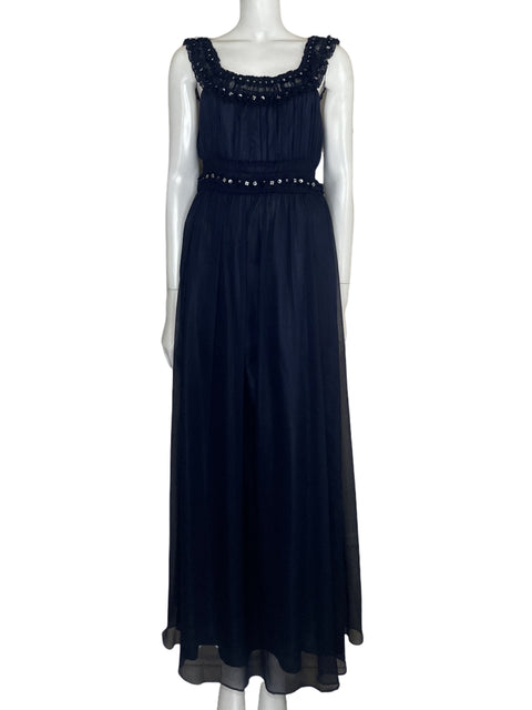 Vestido Aryn K Maxi Sin mangas Azul - Talla L