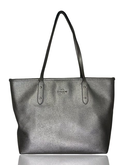 Bolso Coach Tote Metalizado Gris - Talla U