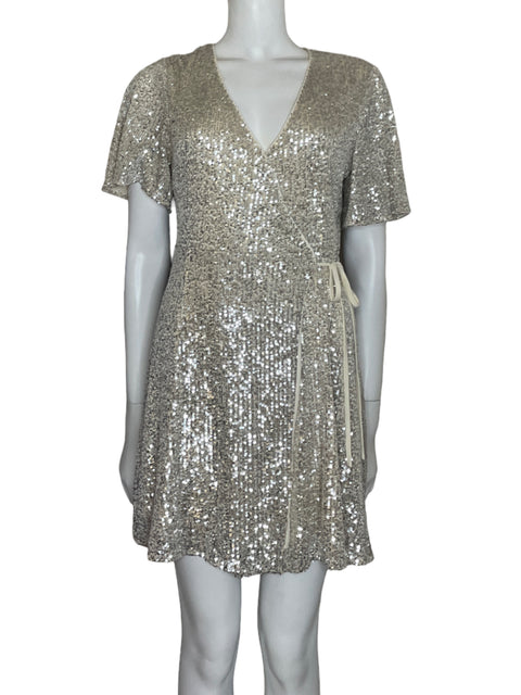 Vestido She+sky Lentejuelas Mini Plateado - Talla S