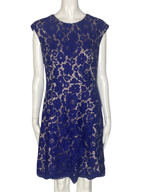 Vestido Vince Camuto Troquelado Sin mangas Azul - Talla 4