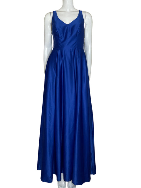 Vestido Liz Minelli Maxi Satinado Azul - Talla S