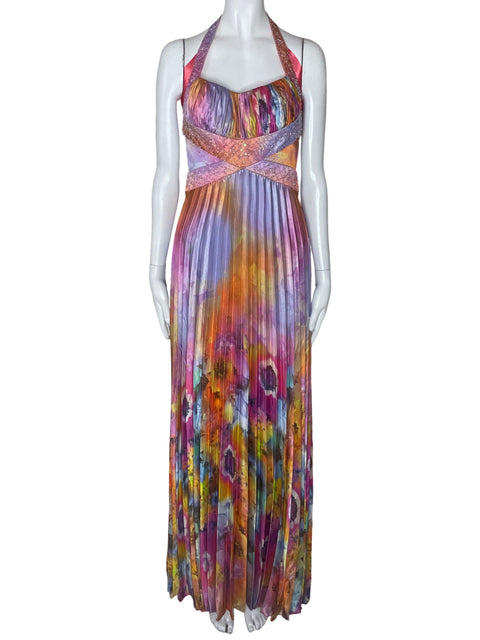 Vestido Nv Couture Maxi Plisado Rosado - Talla 2