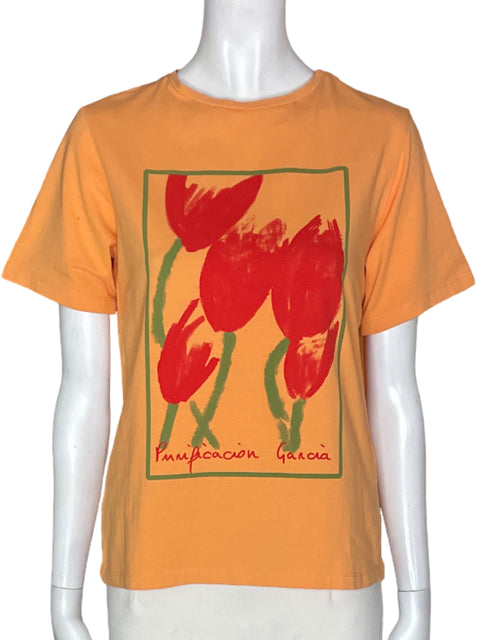 Blusa Purificación García Manga corta Cuello redondo Naranja - Talla L