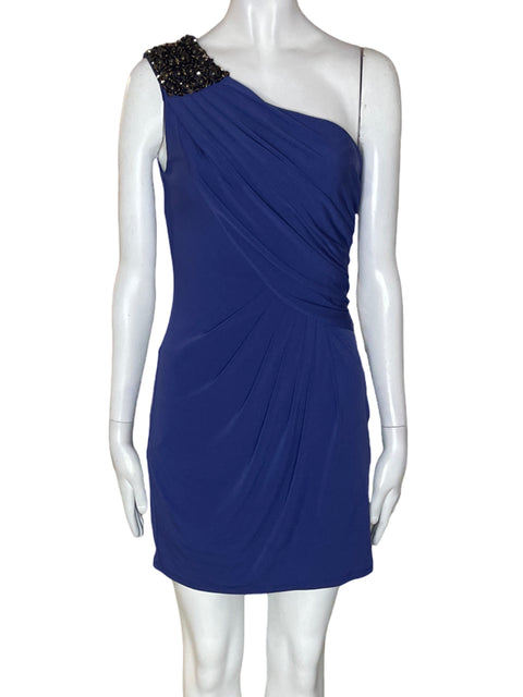 Vestido Maxandcleo Oneshoulders Pedreria Azul - Talla 2