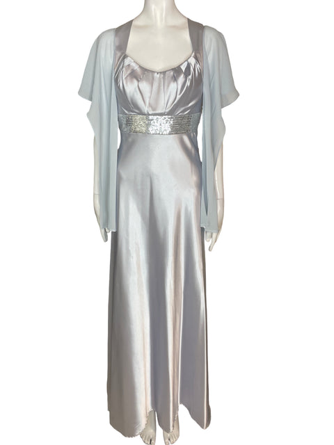 Vestido De Fiesta Chicas Sin mangas Pedreria Azul - Talla S