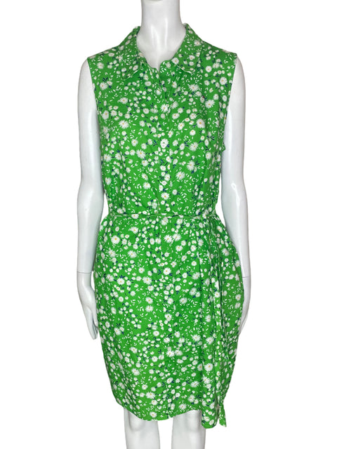 Vestido Tommy Hilfiger Sin mangas Floral Fajon Verde - Talla 12