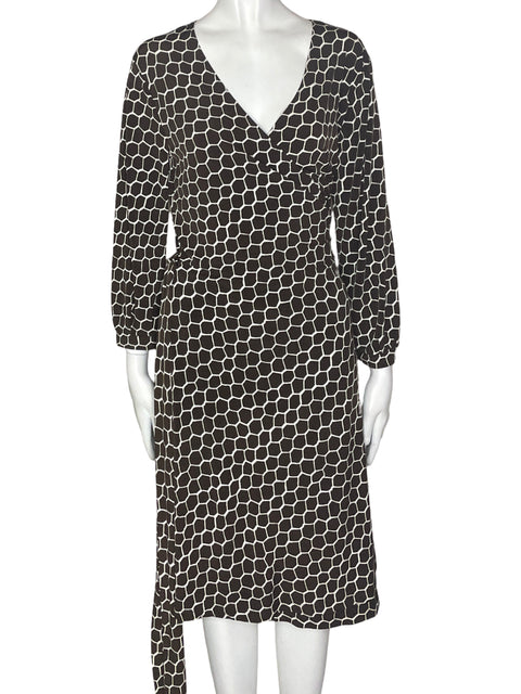 Vestido Anne Klein Cruzado Fajon Cuello v Marrón - Talla S