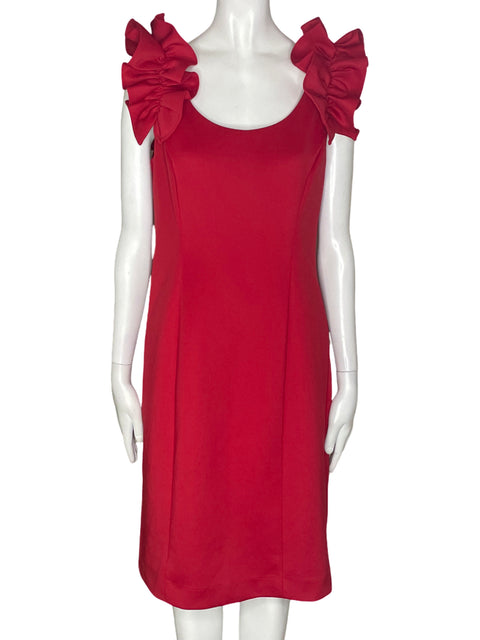 Vestido Donna Ricco Ruchas Sin mangas Ajustado Rojo - Talla 10