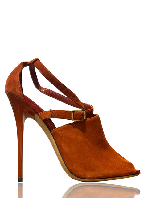 Sandalia Jimmy Choo Gamuza Tacón alto Punta abierta Naranja - Talla 40