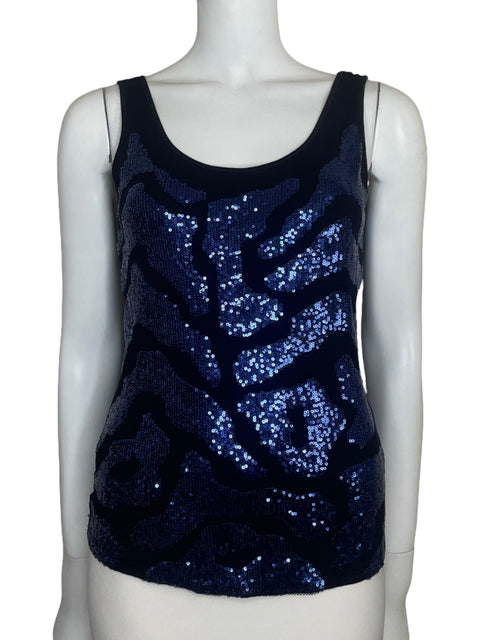 Top Cache Lentejuelas Tank Azul - Talla S